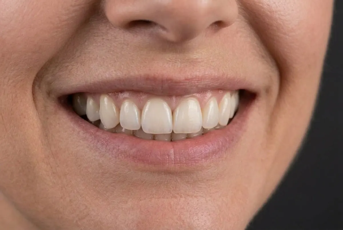 AI simulation after treatment: ten E-Max porcelain veneers, even, bright and symmetrical